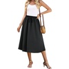 image:imageWEACZZY Womens Flowy Midi Skirt Drawstring Elastic ALine Pleated Design  Two Side Pockets HighWaist Lightweight Stretch Polyester Breathable Comfortable Casual Beach Work amp Party Summer Skirt01 Black