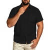image:imageBig and Tall Mens Hawaiian Shirt Short Sleeve Button Down Shirts Summer Beach Tops with PocketBlack