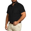 image:imageBig and Tall Mens Hawaiian Shirt Short Sleeve Button Down Shirts Summer Beach Tops with PocketBlack