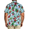 image:imageBig and Tall Mens Hawaiian Shirt Short Sleeve Button Down Shirts Summer Beach Tops with PocketGreen Leaves Red Flower