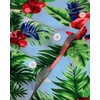 image:imageBig and Tall Mens Hawaiian Shirt Short Sleeve Button Down Shirts Summer Beach Tops with PocketGreen Leaves Red Flower