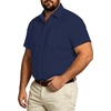 image:imageBig and Tall Mens Hawaiian Shirt Short Sleeve Button Down Shirts Summer Beach Tops with PocketNavy Blue