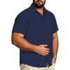 image:imageBig and Tall Mens Hawaiian Shirt Short Sleeve Button Down Shirts Summer Beach Tops with PocketNavy Blue