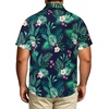 image:imageBig and Tall Mens Hawaiian Shirt Short Sleeve Button Down Shirts Summer Beach Tops with PocketNavy Green Leaves