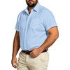 image:imageBig and Tall Mens Hawaiian Shirt Short Sleeve Button Down Shirts Summer Beach Tops with PocketSky Blue