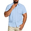 image:imageBig and Tall Mens Hawaiian Shirt Short Sleeve Button Down Shirts Summer Beach Tops with PocketSky Blue