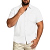 image:imageBig and Tall Mens Hawaiian Shirt Short Sleeve Button Down Shirts Summer Beach Tops with PocketWhite