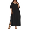 image:imageCHICGAL Kaftan Dresses for Women Oversized Long Batwing Sleeve Caftan V Neck Beach Cover Ups Summer Maxi Dress 2026Ablack
