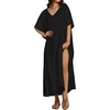 image:imageCHICGAL Kaftan Dresses for Women Oversized Long Batwing Sleeve Caftan V Neck Beach Cover Ups Summer Maxi Dress 2026Ablack