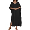 image:imageCHICGAL Kaftan Dresses for Women Oversized Long Batwing Sleeve Caftan V Neck Beach Cover Ups Summer Maxi Dress 2026Ablack