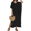 image:imageCHICGAL Kaftan Dresses for Women Oversized Long Batwing Sleeve Caftan V Neck Beach Cover Ups Summer Maxi Dress 2026Ablack
