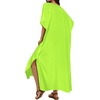 image:imageCHICGAL Kaftan Dresses for Women Oversized Long Batwing Sleeve Caftan V Neck Beach Cover Ups Summer Maxi Dress 2026Aneon Green