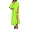 image:imageCHICGAL Kaftan Dresses for Women Oversized Long Batwing Sleeve Caftan V Neck Beach Cover Ups Summer Maxi Dress 2026Aneon Green