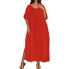 image:imageCHICGAL Kaftan Dresses for Women Oversized Long Batwing Sleeve Caftan V Neck Beach Cover Ups Summer Maxi Dress 2026Ared