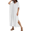 image:imageCHICGAL Kaftan Dresses for Women Oversized Long Batwing Sleeve Caftan V Neck Beach Cover Ups Summer Maxi Dress 2026Awhite
