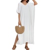 image:imageCHICGAL Kaftan Dresses for Women Oversized Long Batwing Sleeve Caftan V Neck Beach Cover Ups Summer Maxi Dress 2026Awhite