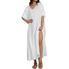 image:imageCHICGAL Kaftan Dresses for Women Oversized Long Batwing Sleeve Caftan V Neck Beach Cover Ups Summer Maxi Dress 2026Awhite