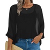 image:imageCHICGAL Womens Beach Cover ups Chiffon Poncho Tops Batwing Sleeve Casual Loose Fit Summer Blouses 2026Black