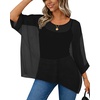 image:imageCHICGAL Womens Beach Cover ups Chiffon Poncho Tops Batwing Sleeve Casual Loose Fit Summer Blouses 2026Black