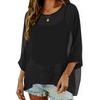 image:imageCHICGAL Womens Beach Cover ups Chiffon Poncho Tops Batwing Sleeve Casual Loose Fit Summer Blouses 2026Black