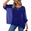 image:imageCHICGAL Womens Beach Cover ups Chiffon Poncho Tops Batwing Sleeve Casual Loose Fit Summer Blouses 2026Blue