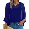 image:imageCHICGAL Womens Beach Cover ups Chiffon Poncho Tops Batwing Sleeve Casual Loose Fit Summer Blouses 2026Blue