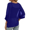 image:imageCHICGAL Womens Beach Cover ups Chiffon Poncho Tops Batwing Sleeve Casual Loose Fit Summer Blouses 2026Blue