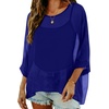 image:imageCHICGAL Womens Beach Cover ups Chiffon Poncho Tops Batwing Sleeve Casual Loose Fit Summer Blouses 2026Blue