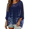 image:imageCHICGAL Womens Beach Cover ups Chiffon Poncho Tops Batwing Sleeve Casual Loose Fit Summer Blouses 2026Five Petal Flower