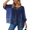 image:imageCHICGAL Womens Beach Cover ups Chiffon Poncho Tops Batwing Sleeve Casual Loose Fit Summer Blouses 2026Five Petal Flower