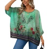 image:imageCHICGAL Womens Beach Cover ups Chiffon Poncho Tops Batwing Sleeve Casual Loose Fit Summer Blouses 2026Green Boho