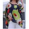 image:imageCHICGAL Womens Beach Cover ups Chiffon Poncho Tops Batwing Sleeve Casual Loose Fit Summer Blouses 2026Green Flowers