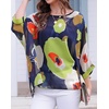 image:imageCHICGAL Womens Beach Cover ups Chiffon Poncho Tops Batwing Sleeve Casual Loose Fit Summer Blouses 2026Green Flowers