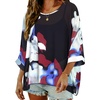 image:imageCHICGAL Womens Beach Cover ups Chiffon Poncho Tops Batwing Sleeve Casual Loose Fit Summer Blouses 2026Halation