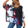 image:imageCHICGAL Womens Beach Cover ups Chiffon Poncho Tops Batwing Sleeve Casual Loose Fit Summer Blouses 2026Halation