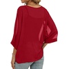 image:imageCHICGAL Womens Beach Cover ups Chiffon Poncho Tops Batwing Sleeve Casual Loose Fit Summer Blouses 2026Red