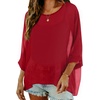 image:imageCHICGAL Womens Beach Cover ups Chiffon Poncho Tops Batwing Sleeve Casual Loose Fit Summer Blouses 2026Red