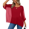 image:imageCHICGAL Womens Beach Cover ups Chiffon Poncho Tops Batwing Sleeve Casual Loose Fit Summer Blouses 2026Red