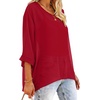 image:imageCHICGAL Womens Beach Cover ups Chiffon Poncho Tops Batwing Sleeve Casual Loose Fit Summer Blouses 2026Red