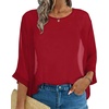 image:imageCHICGAL Womens Beach Cover ups Chiffon Poncho Tops Batwing Sleeve Casual Loose Fit Summer Blouses 2026Red