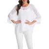 image:imageCHICGAL Womens Beach Cover ups Chiffon Poncho Tops Batwing Sleeve Casual Loose Fit Summer Blouses 2026White