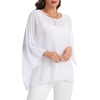 image:imageCHICGAL Womens Beach Cover ups Chiffon Poncho Tops Batwing Sleeve Casual Loose Fit Summer Blouses 2026White