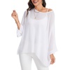 image:imageCHICGAL Womens Beach Cover ups Chiffon Poncho Tops Batwing Sleeve Casual Loose Fit Summer Blouses 2026White
