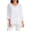 image:imageCHICGAL Womens Beach Cover ups Chiffon Poncho Tops Batwing Sleeve Casual Loose Fit Summer Blouses 2026White