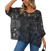image:imageCHICGAL Womens Beach Cover ups Chiffon Poncho Tops Batwing Sleeve Casual Loose Fit Summer Blouses 2026White Lines Flower