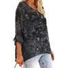 image:imageCHICGAL Womens Beach Cover ups Chiffon Poncho Tops Batwing Sleeve Casual Loose Fit Summer Blouses 2026White Lines Flower