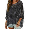 image:imageCHICGAL Womens Beach Cover ups Chiffon Poncho Tops Batwing Sleeve Casual Loose Fit Summer Blouses 2026White Lines Flower