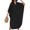image:imageCHICGAL Womens Kaftan Dresses Long Caftans Plus Size Batwing Sleeve Swimsuit Coverup V Neck Summer Beach Dress 2026Black
