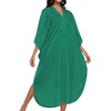 image:imageCHICGAL Womens Kaftan Dresses Long Caftans Plus Size Batwing Sleeve Swimsuit Coverup V Neck Summer Beach Dress 2026Green
