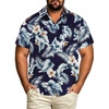 Navy White Leaf